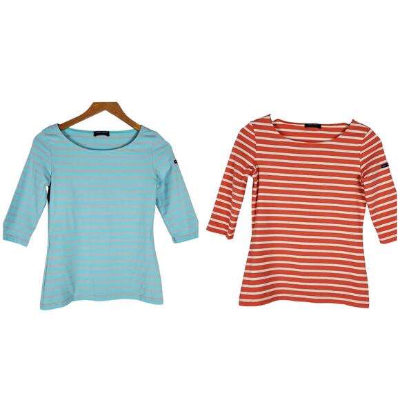 Lot Of 2 Saint James Garde Cote Striped Shirt Sz 4 3/4 Sleeve UV Nautical Preppy - Picture 1 of 16